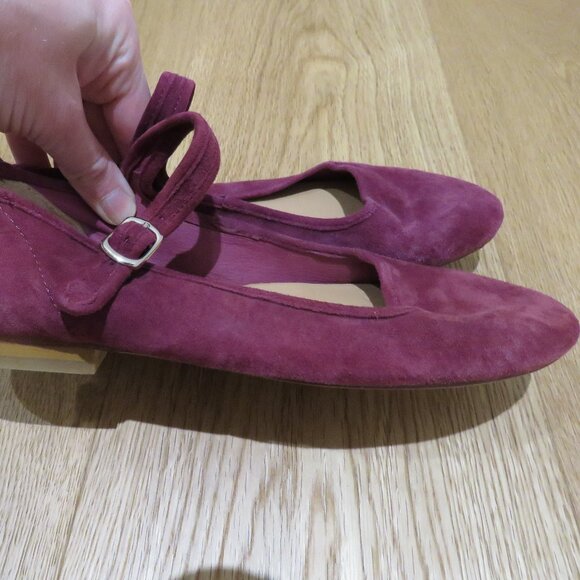 CARON CALLAHAN Ellie Mary Jane Flat Shoes Mulberry Suede Quiet Luxury Academia - Picture 7 of 14